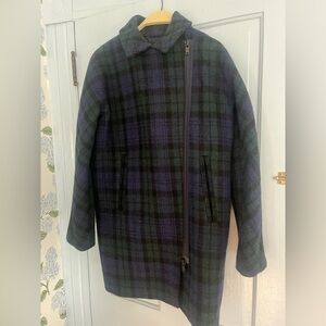 J. Crew Blackwatch Plaid Wool Trench Coat